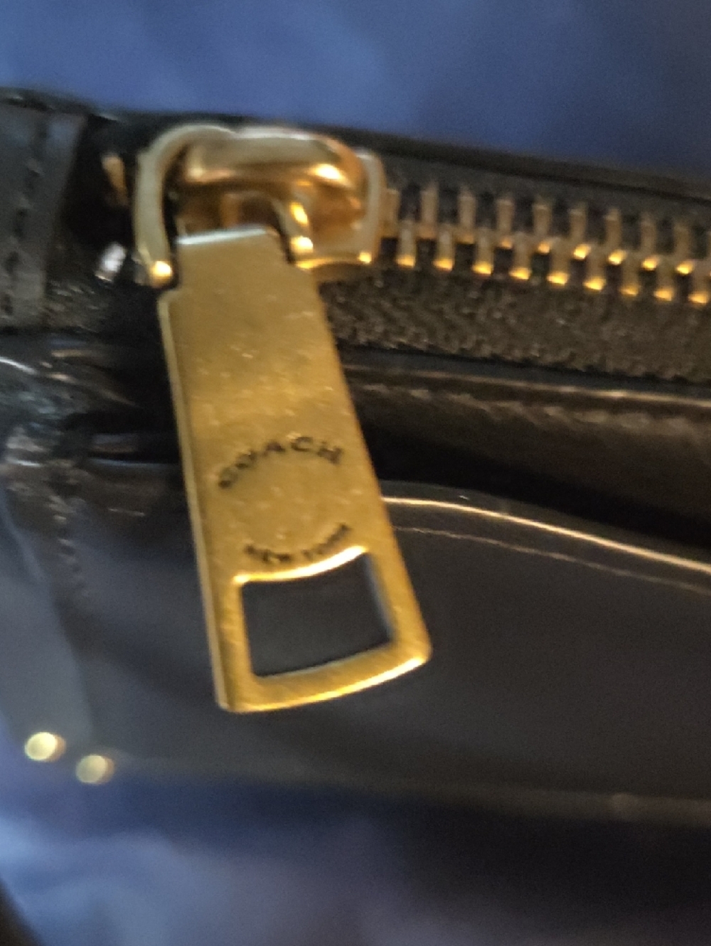 Black Leather Wristlet with Gold Hardware - Womens Bag - Picture 2 of 5